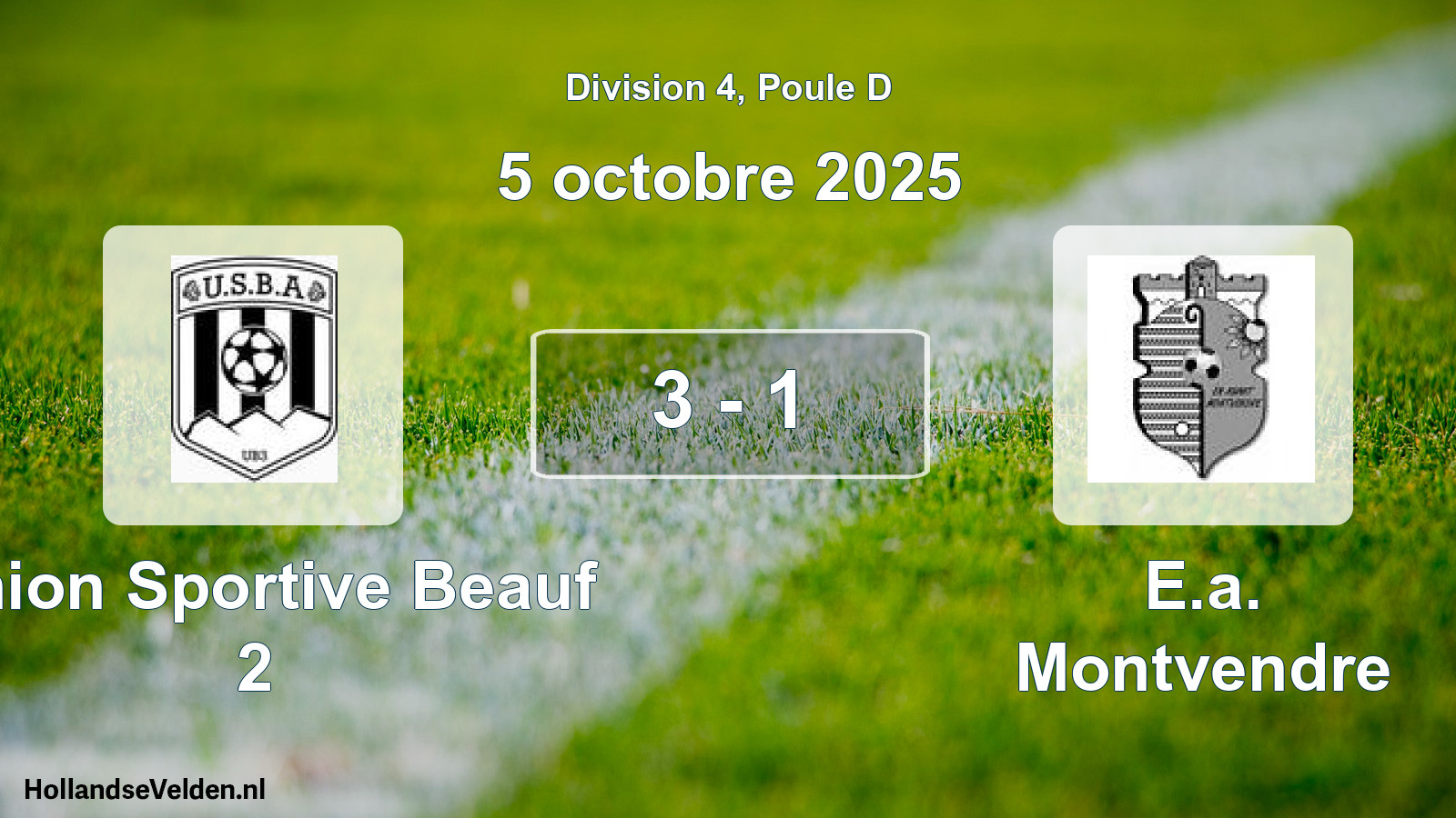 Match joué: Union Sportive Beauf 2 - E.a. Montvendre 3 - 1 (5 octobre 2025)