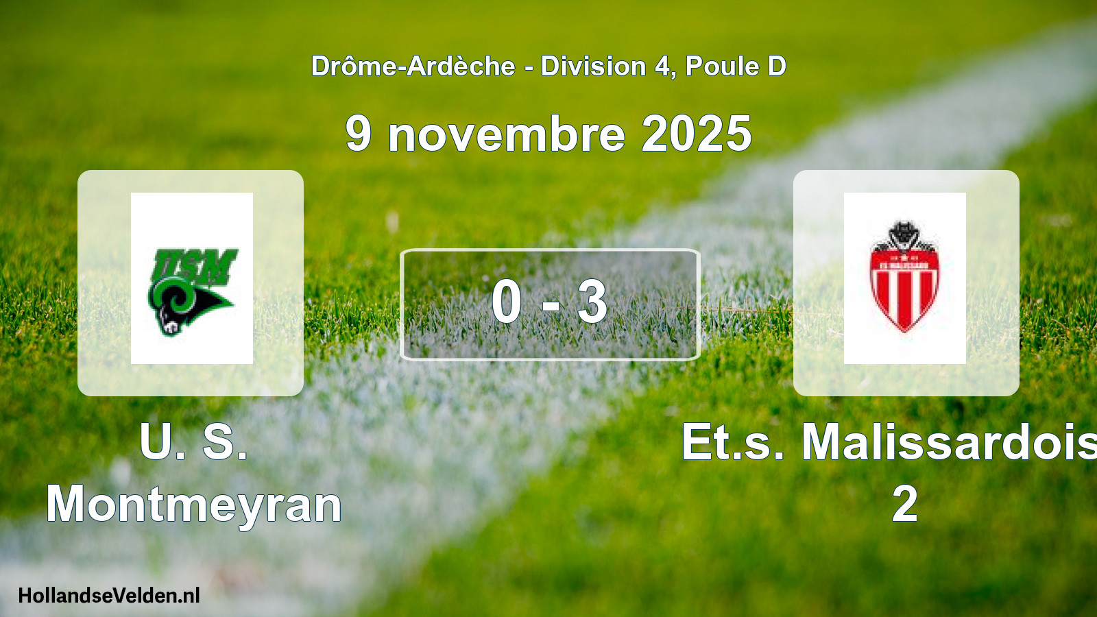 Total number of matches played: U. S. Montmeyran - Et.s. Malissardoise 2 0 - 3 (9 November 2025)