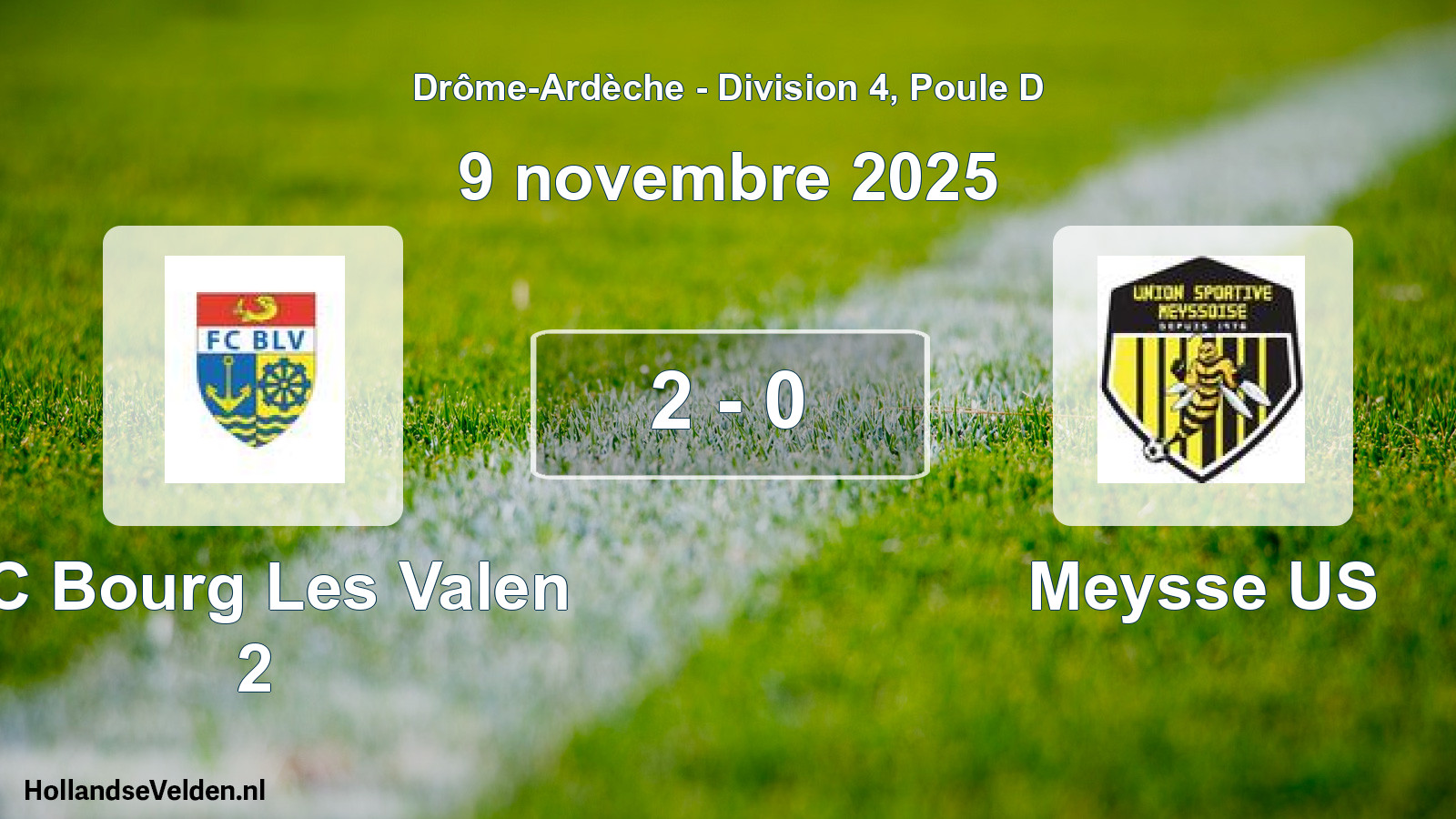 Gespeelde wedstrijd: FC Bourg Les Valen 2 - Meysse US 2 - 0 (9 november 2025)