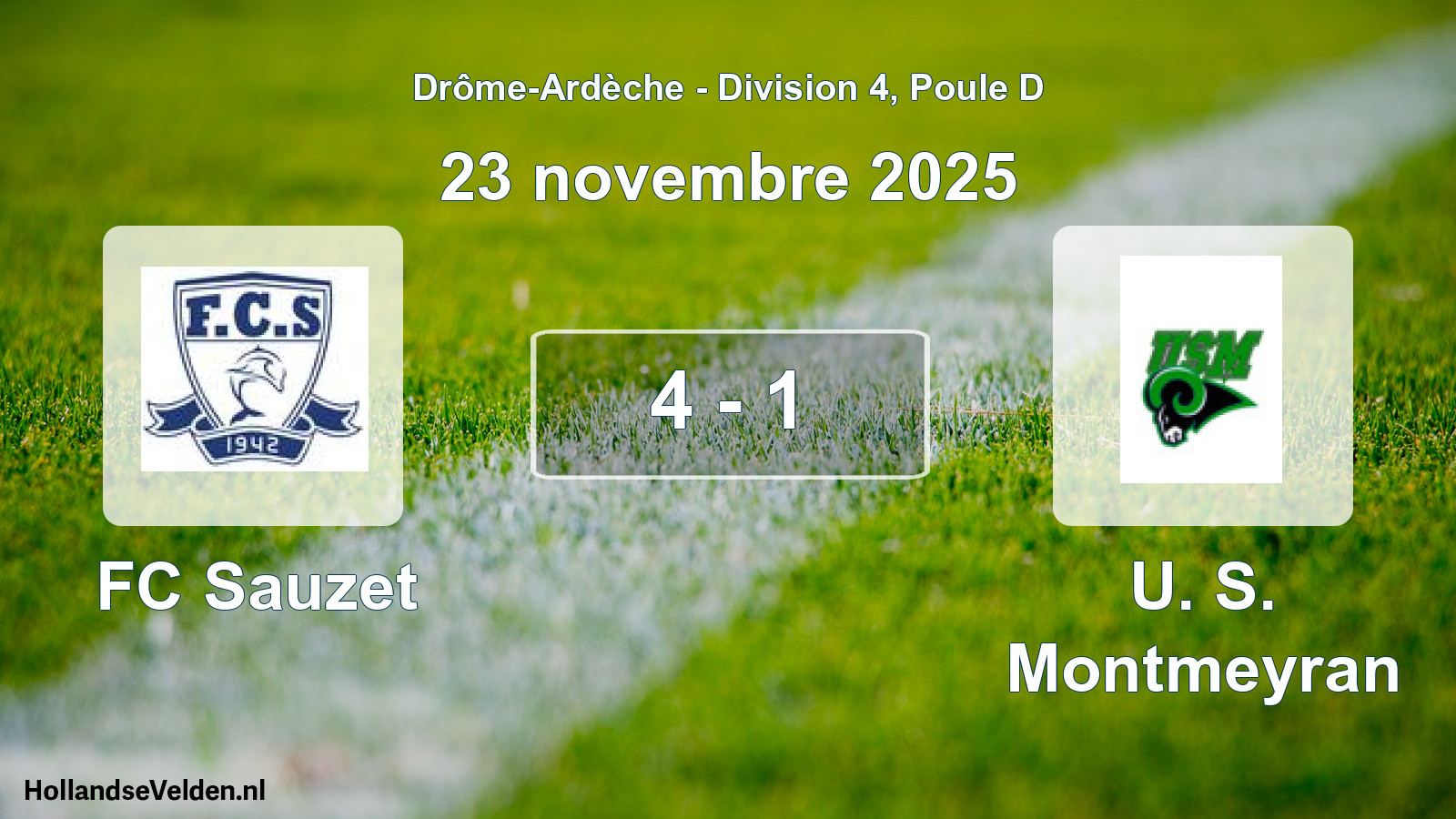 Gespeelde wedstrijd: FC Sauzet - U. S. Montmeyran 4 - 1 (23 november 2025)