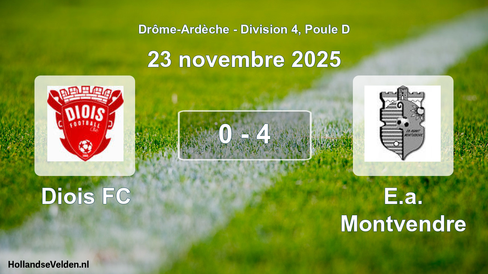 Gespeelde wedstrijd: Diois FC - E.a. Montvendre 0 - 4 (23 november 2025)