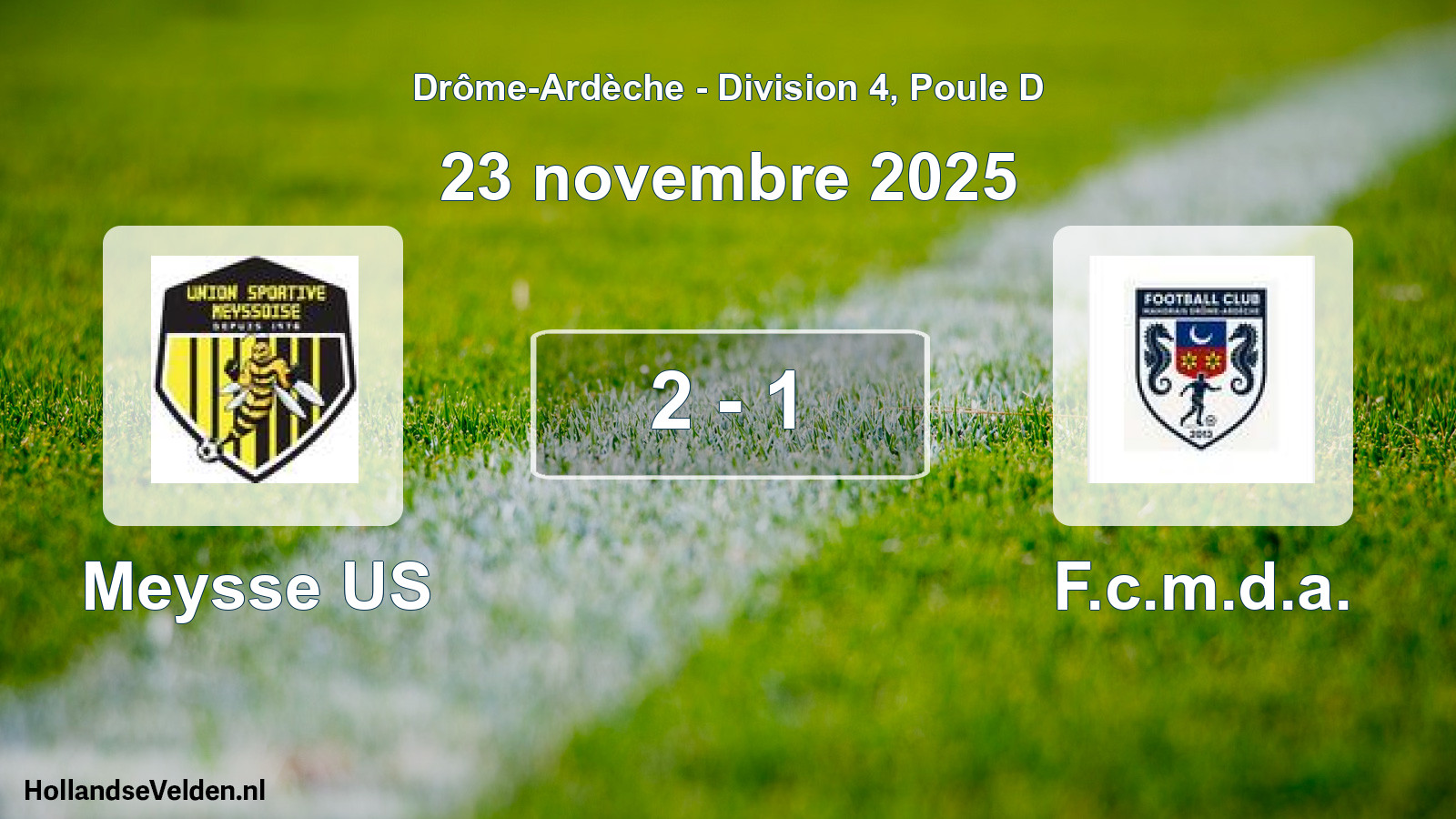 Gespeelde wedstrijd: Meysse US - F.c.m.d.a. 2 - 1 (23 november 2025)