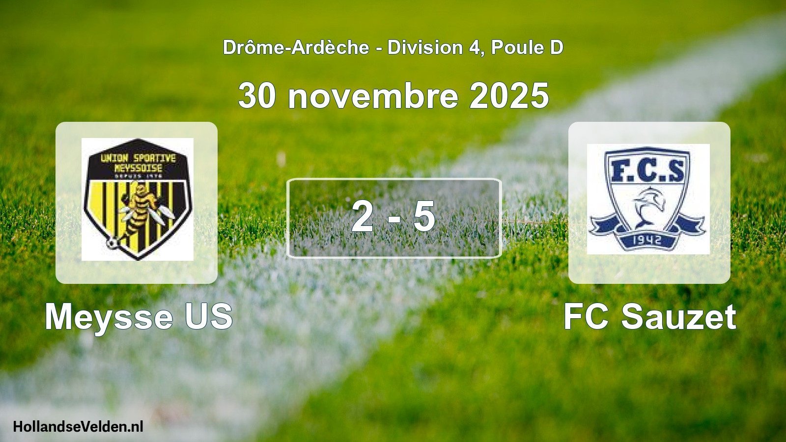 Gespeelde wedstrijd: Meysse US - FC Sauzet 2 - 5 (30 november 2025)