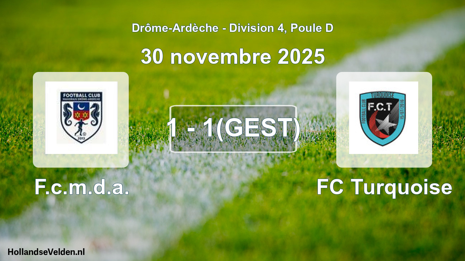 Gestaakte wedstrijd: F.c.m.d.a. - FC Turquoise (30 november 2025)