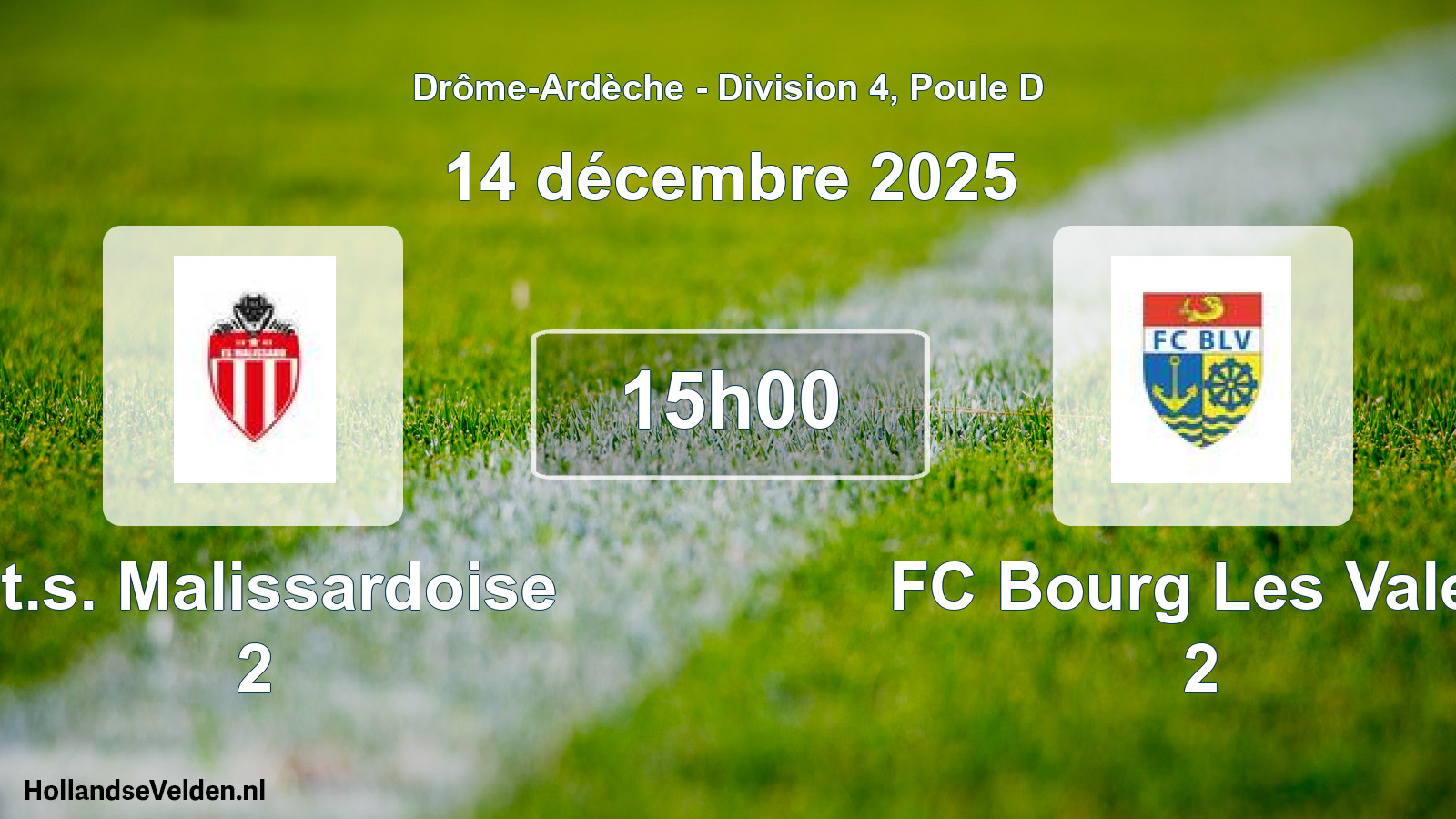 Scheduled Match: Et.s. Malissardoise 2 - FC Bourg Les Valen 2 (14 December 2025)