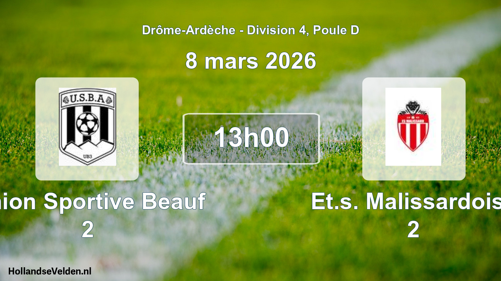 Geplande wedstrijd: Union Sportive Beauf 2 - Et.s. Malissardoise 2 (8 maart 2026)