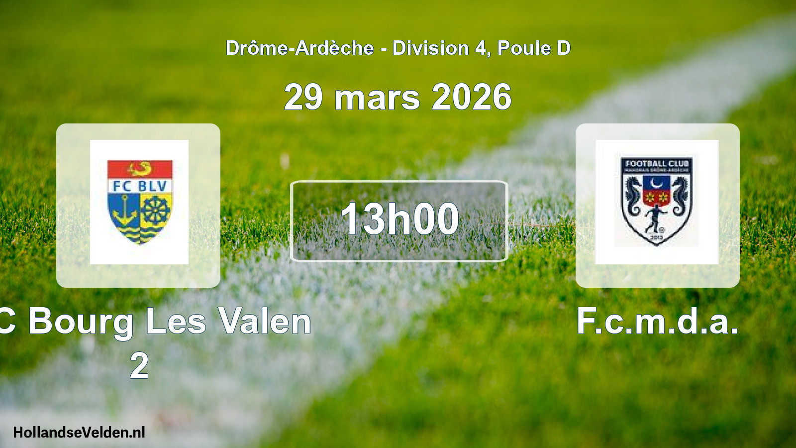 Scheduled Match: FC Bourg Les Valen 2 - F.c.m.d.a. (29 March 2026)