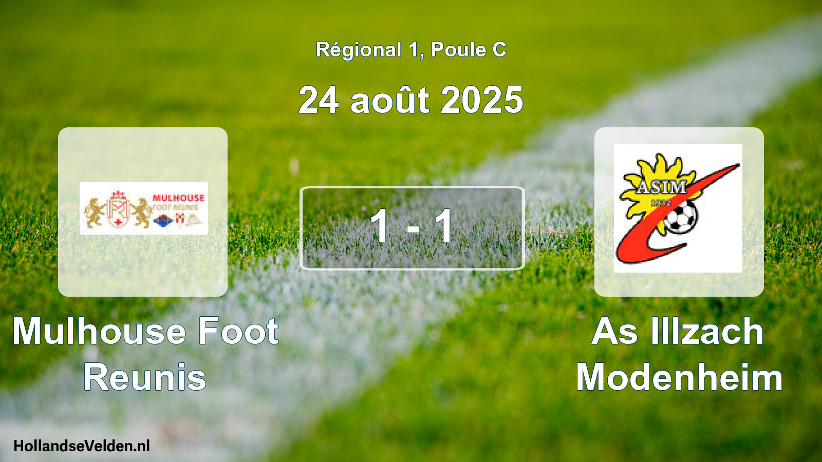 Total number of matches played: Mulhouse Foot Reunis - As Illzach Modenheim 1 - 1 (24 August 2025)