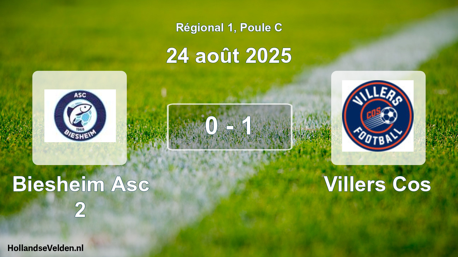 Total number of matches played: Biesheim Asc 2 - Villers Cos 0 - 1 (24 August 2025)