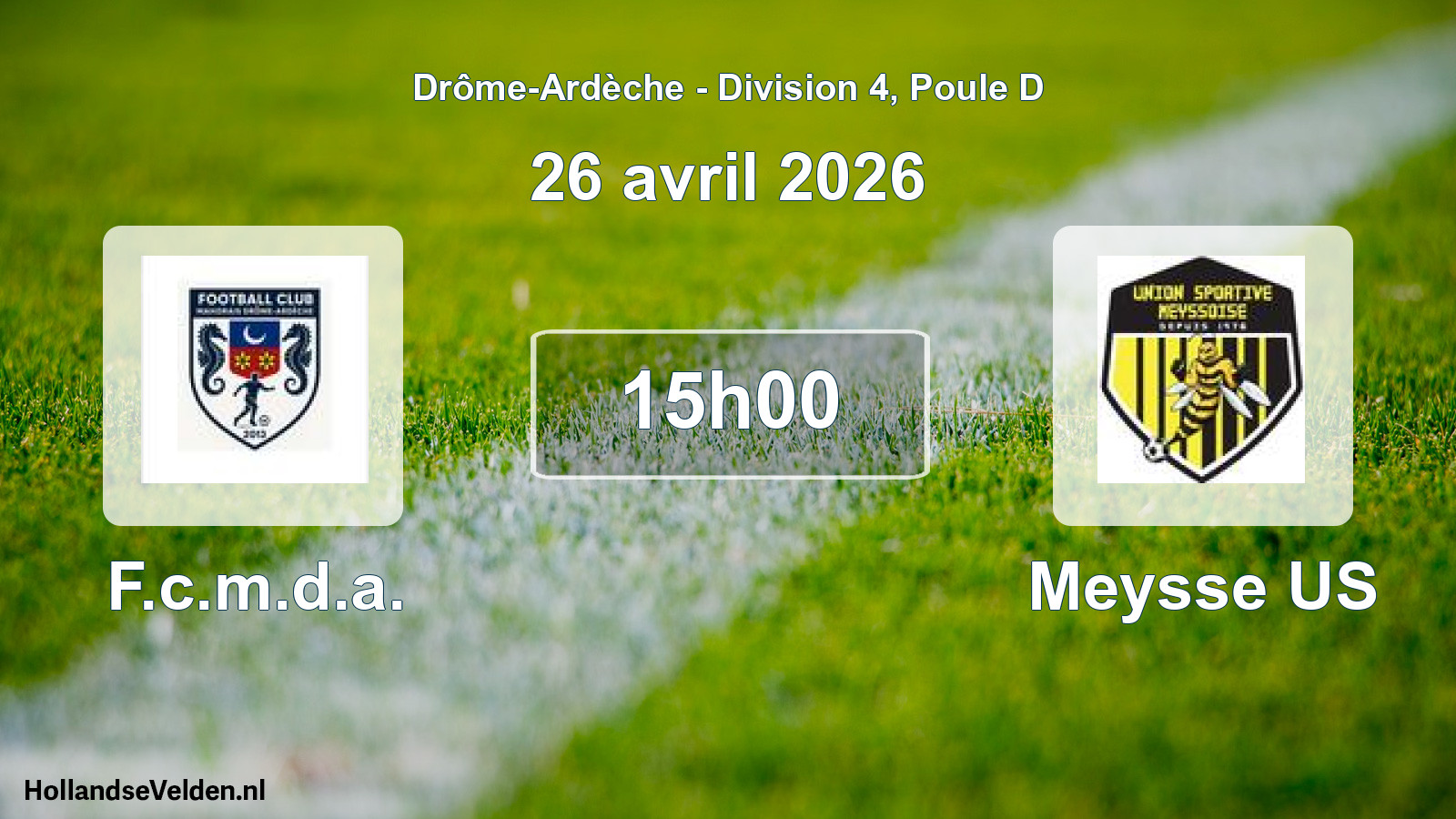 Geplande wedstrijd: F.c.m.d.a. - Meysse US (26 april 2026)