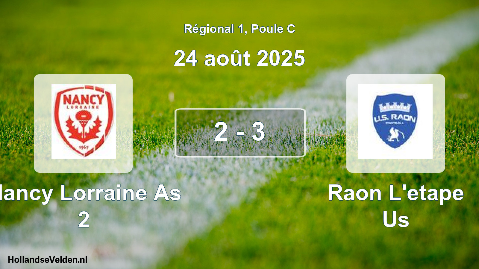 Gespeelde wedstrijd: Nancy Lorraine As 2 - Raon L'etape Us 2 - 3 (24 augustus 2025)