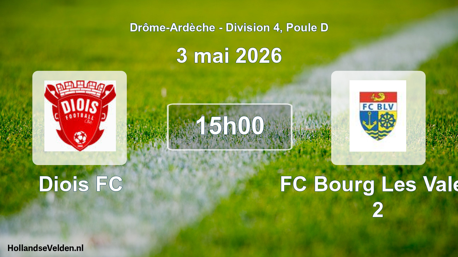 Geplande wedstrijd: Diois FC - FC Bourg Les Valen 2 (3 mei 2026)