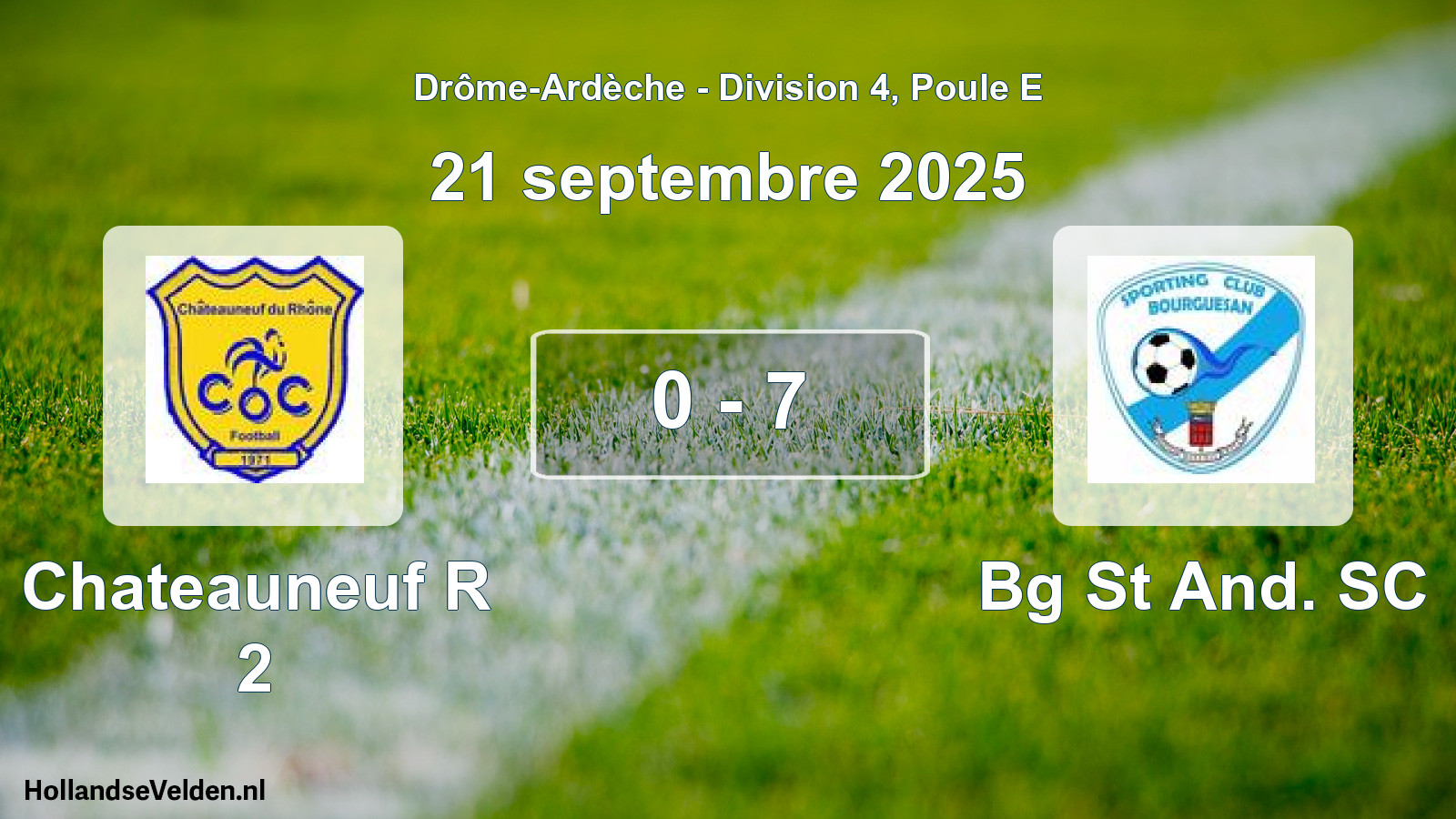 Match joué: Chateauneuf R 2 - Bg St And. SC 0 - 8 (21 septembre 2025)