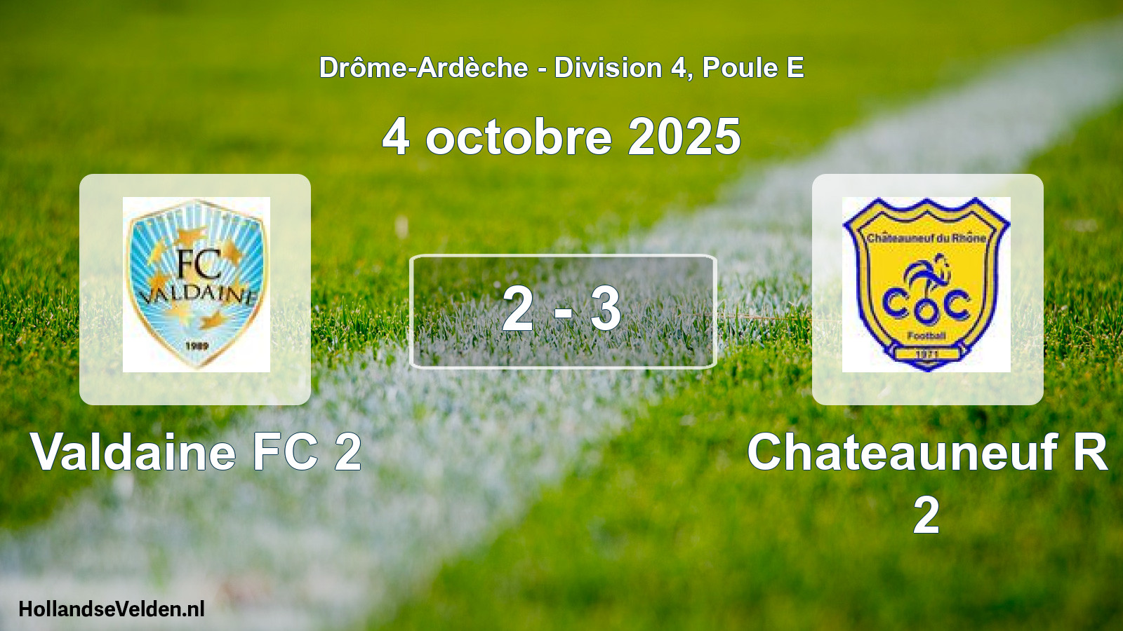 Gespeelde wedstrijd: Valdaine FC 2 - Chateauneuf R 2 2 - 3 (4 oktober 2025)