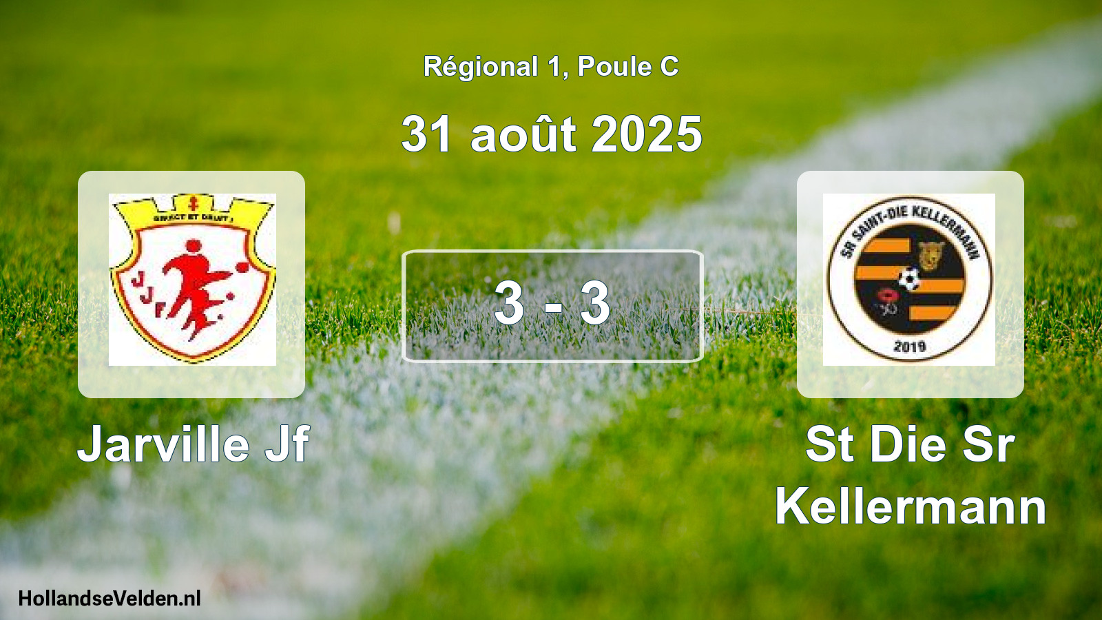 Gespeelde wedstrijd: Jarville Jf - St Die Sr Kellermann 3 - 3 (31 août 2025)