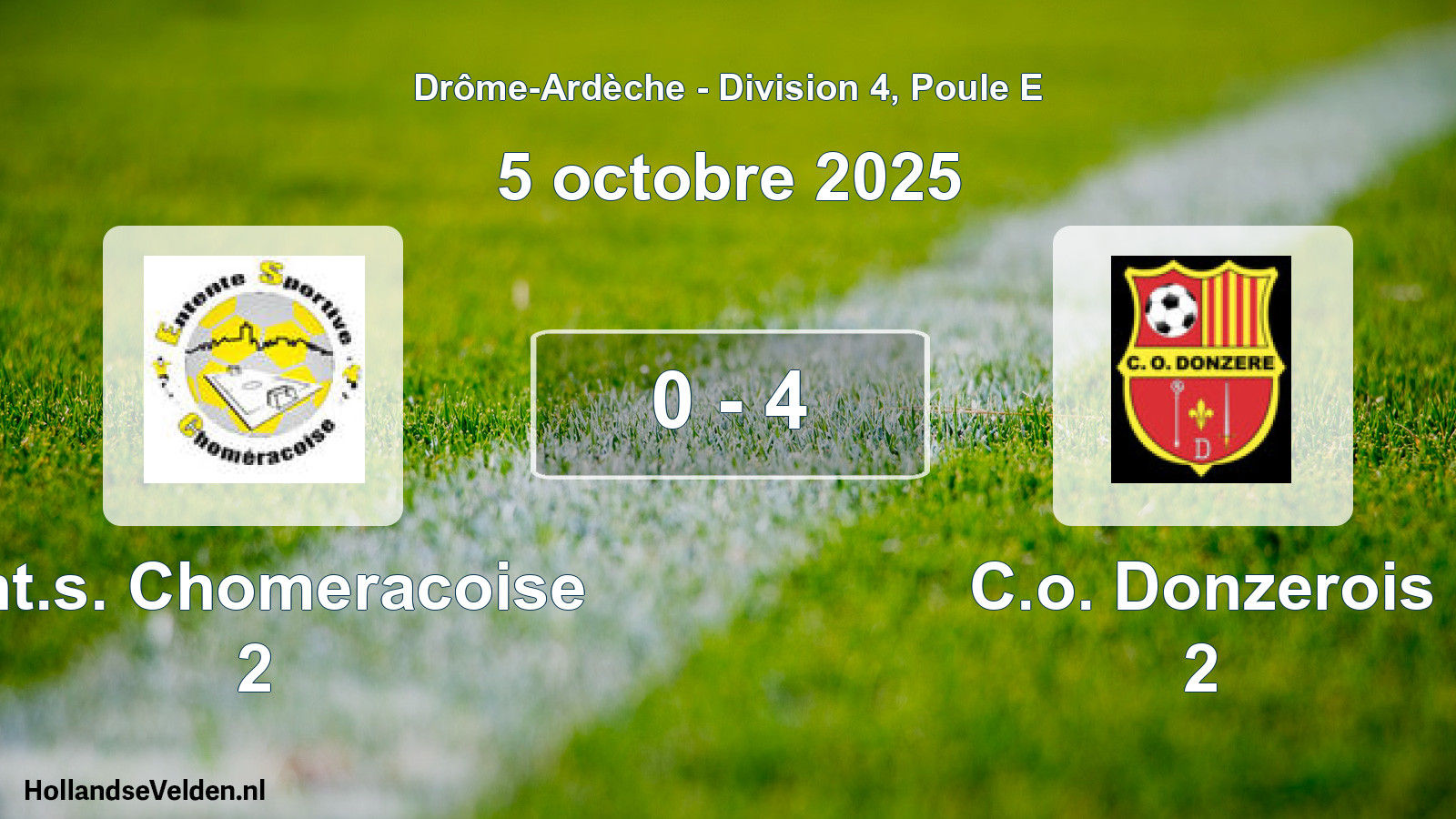 Gespeelde wedstrijd: Ent.s. Chomeracoise 2 - C.o. Donzerois 2 0 - 4 (5 oktober 2025)