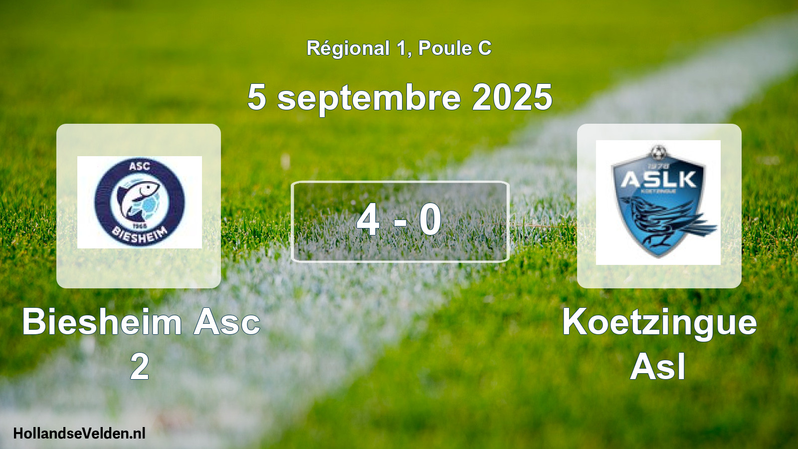 Gespeelde wedstrijd: Biesheim Asc 2 - Koetzingue Asl 4 - 0 (5 september 2025)
