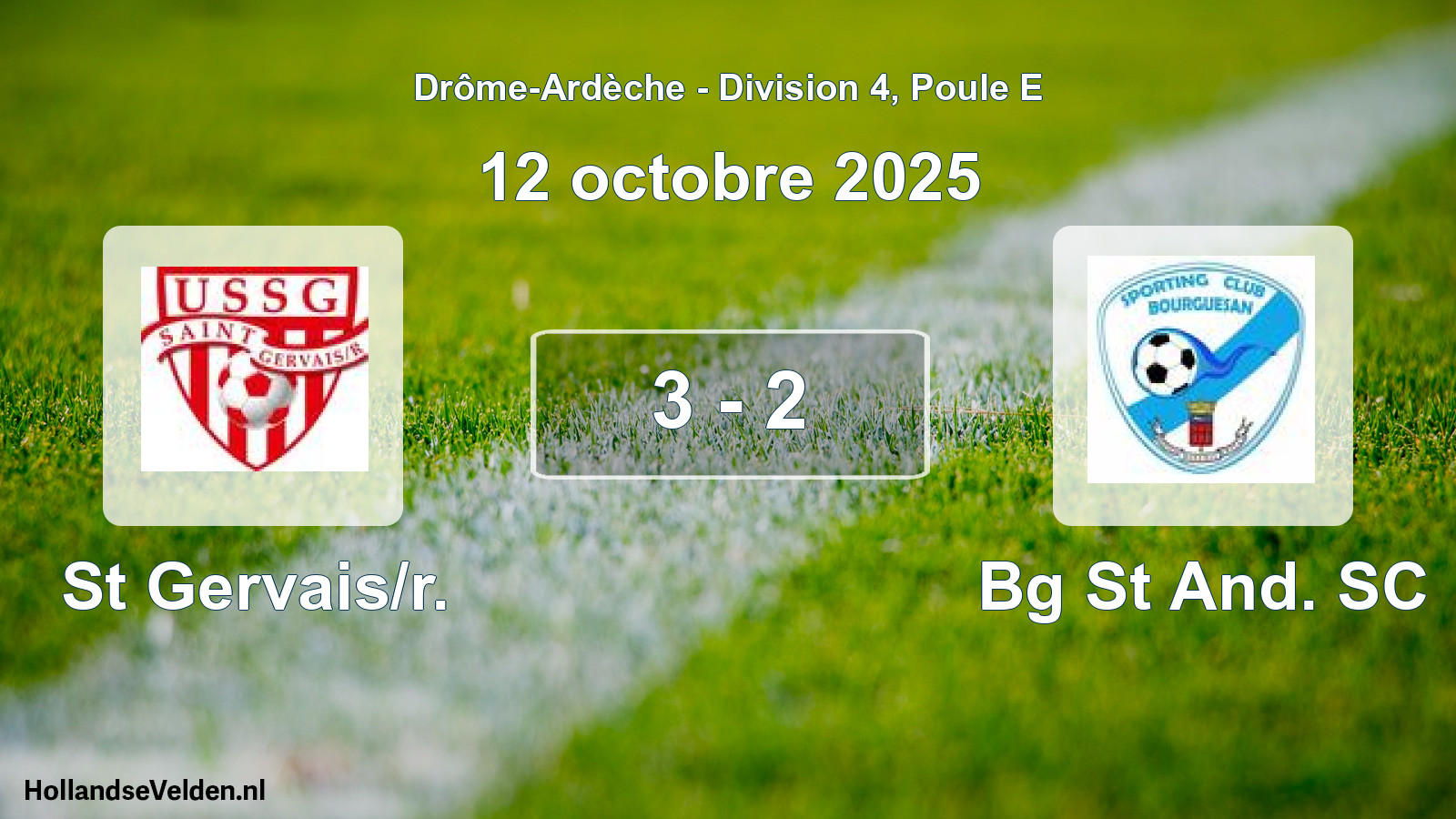 Gespeelde wedstrijd: St Gervais/r. - Bg St And. SC 3 - 2 (12 oktober 2025)