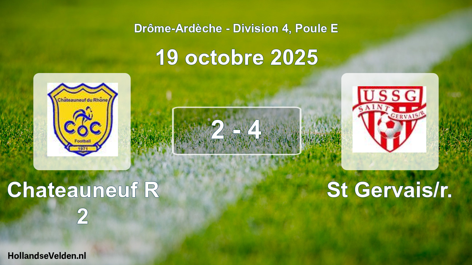 Gespeelde wedstrijd: Chateauneuf R 2 - St Gervais/r. 2 - 4 (19 oktober 2025)