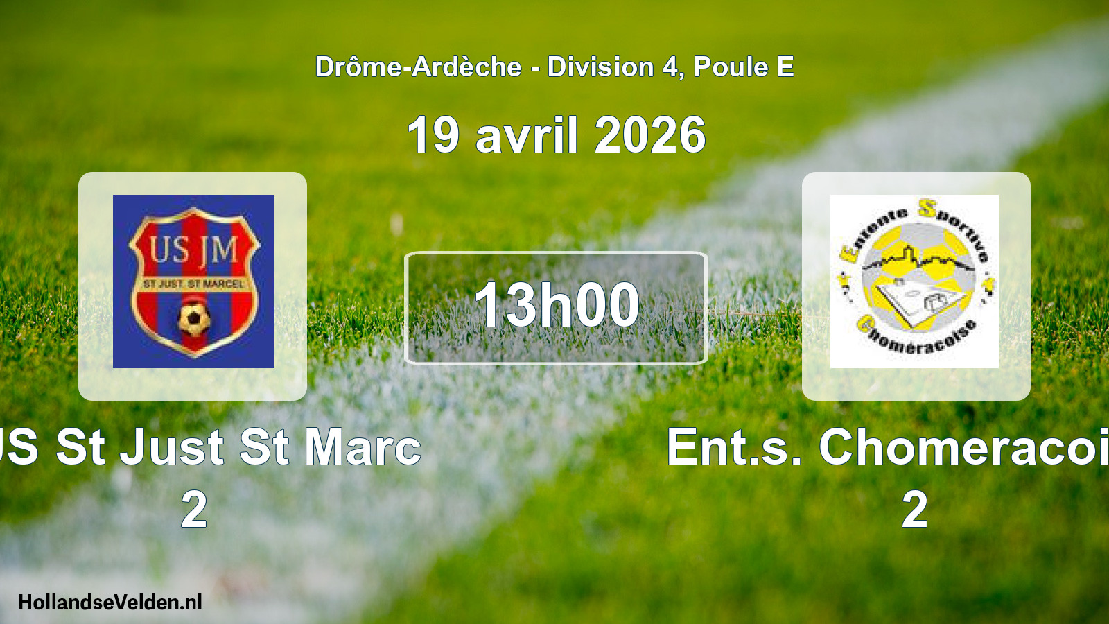 Geplande wedstrijd: US St Just St Marc 2 - Ent.s. Chomeracoise 2 (19 april 2026)