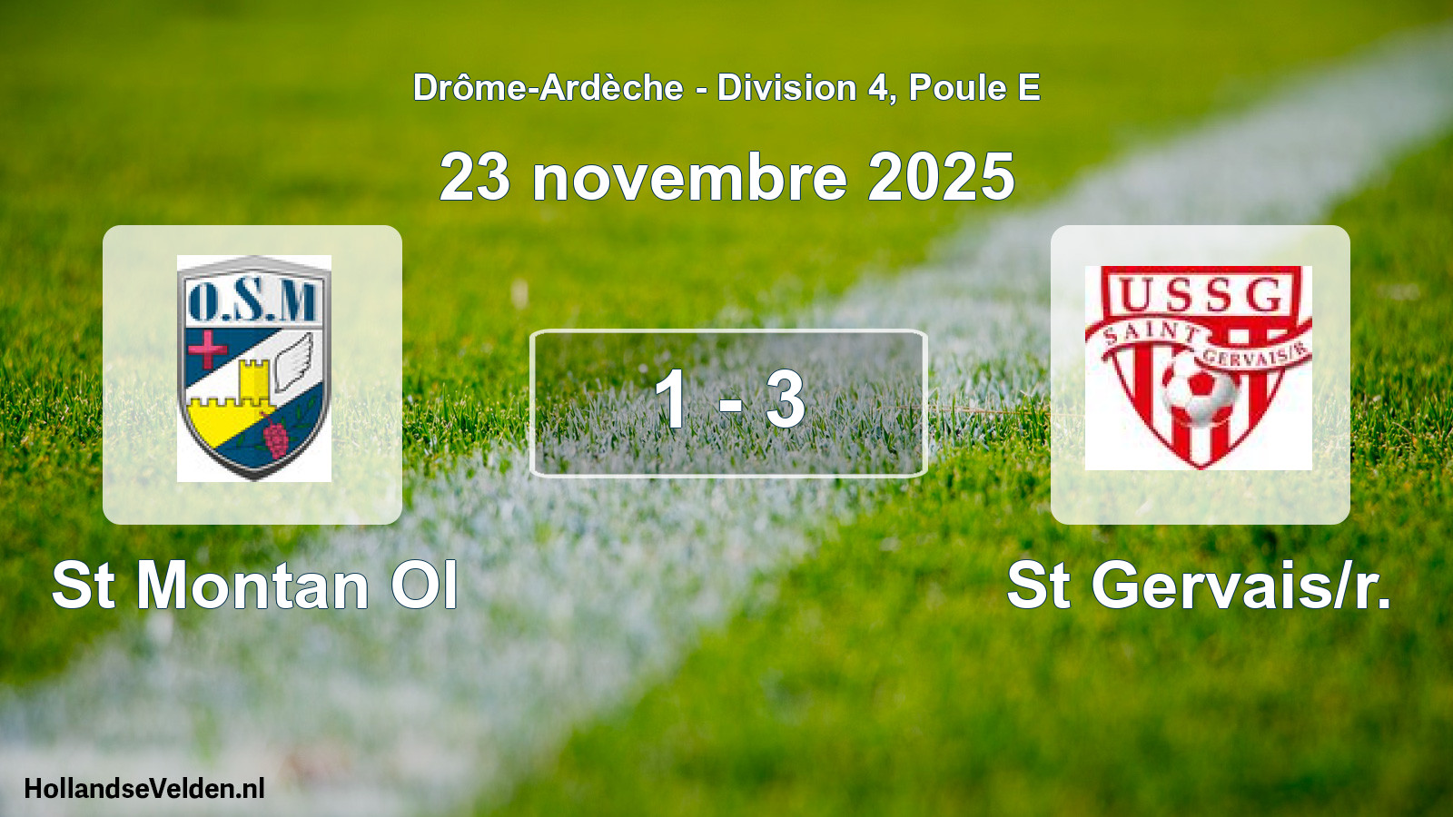 Gespeelde wedstrijd: St Montan Ol - St Gervais/r. 1 - 3 (23 november 2025)