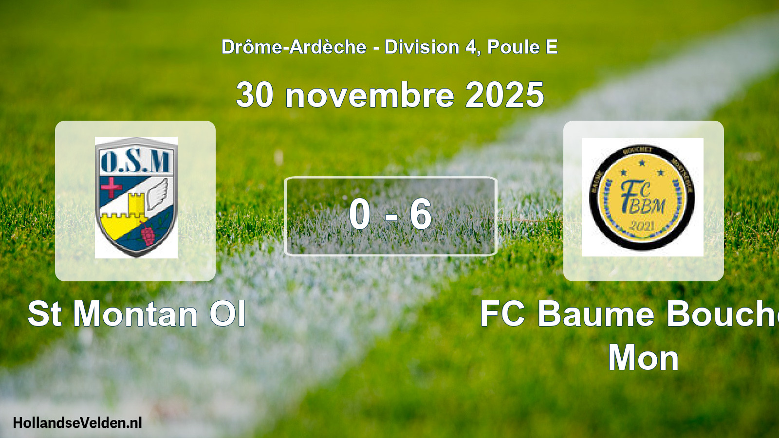 Match programmé: St Montan Ol - FC Baume Bouchet Mon (30 novembre 2025)
