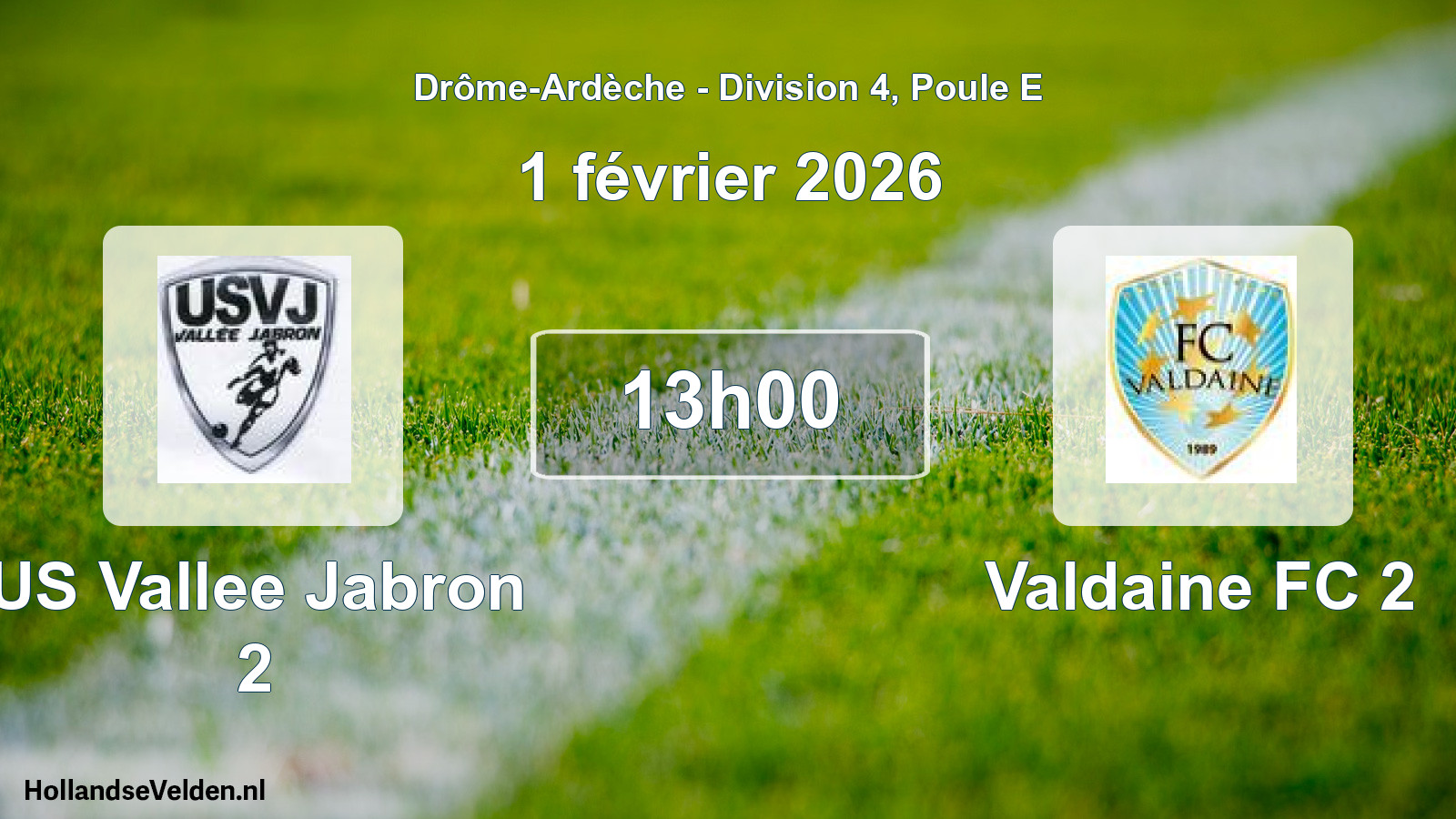 Geplande wedstrijd: US Vallee Jabron 2 - Valdaine FC 2 (1 februari 2026)