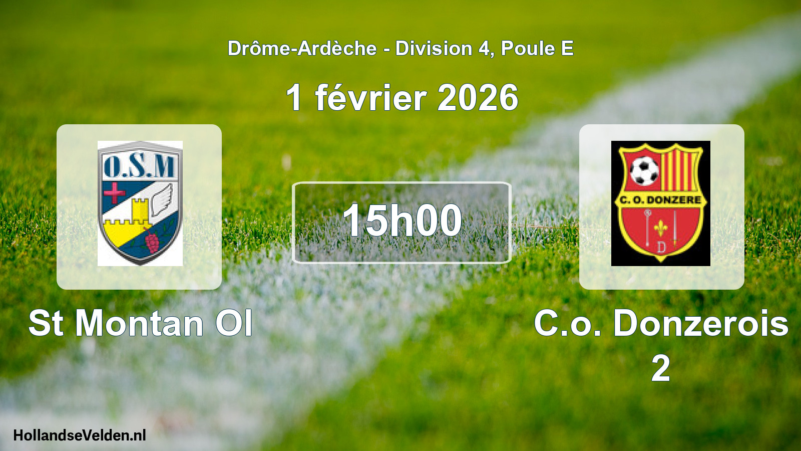 Match programmé: St Montan Ol - C.o. Donzerois 2 (1 février 2026)
