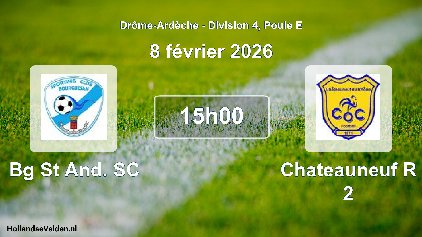 Match programmé: Bg St And. SC - Chateauneuf R 2 (8 février 2026)