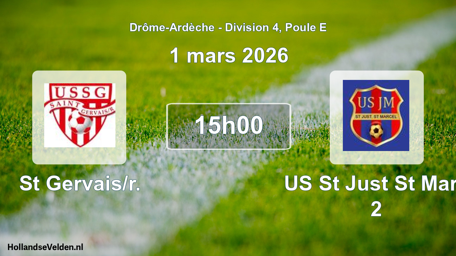 Geplande wedstrijd: St Gervais/r. - US St Just St Marc 2 (1 maart 2026)