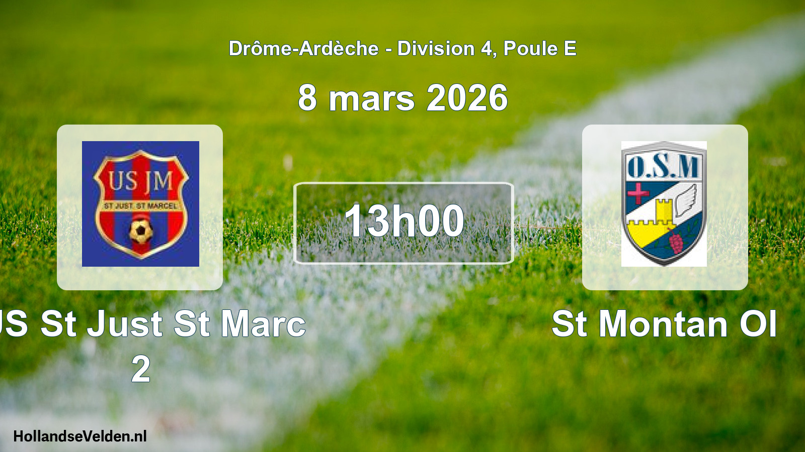 Geplande wedstrijd: US St Just St Marc 2 - St Montan Ol (8 maart 2026)