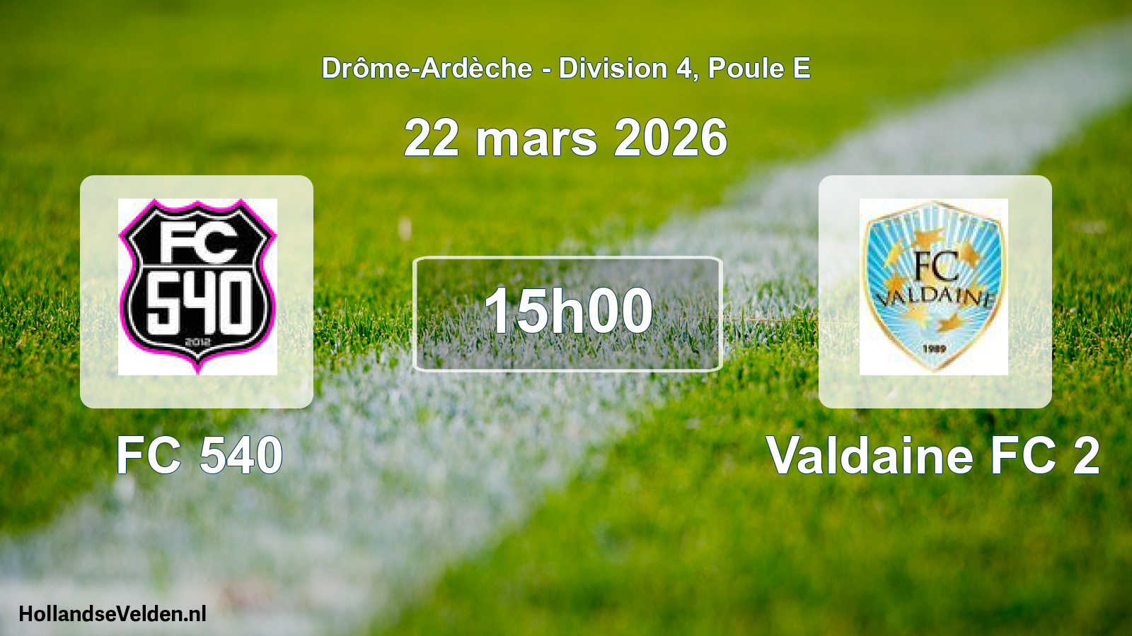 Geplande wedstrijd: FC 540 - Valdaine FC 2 (22 maart 2026)