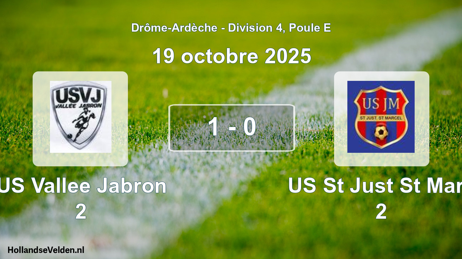 Gespeelde wedstrijd: US Vallee Jabron 2 - US St Just St Marc 2 1 - 0 (19 oktober 2025)