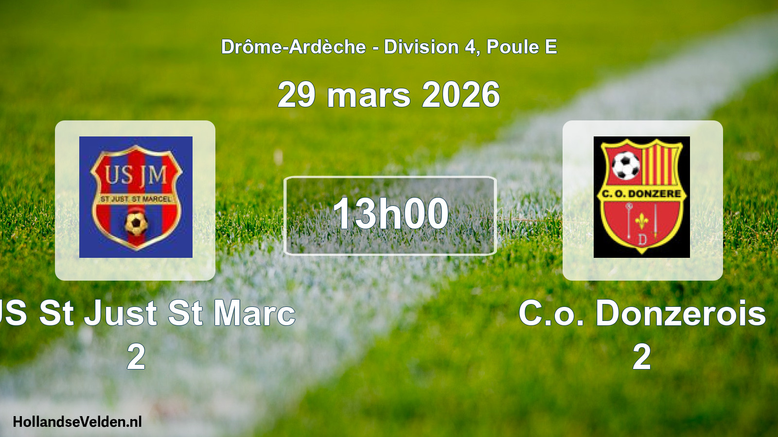 Geplande wedstrijd: US St Just St Marc 2 - C.o. Donzerois 2 (29 maart 2026)