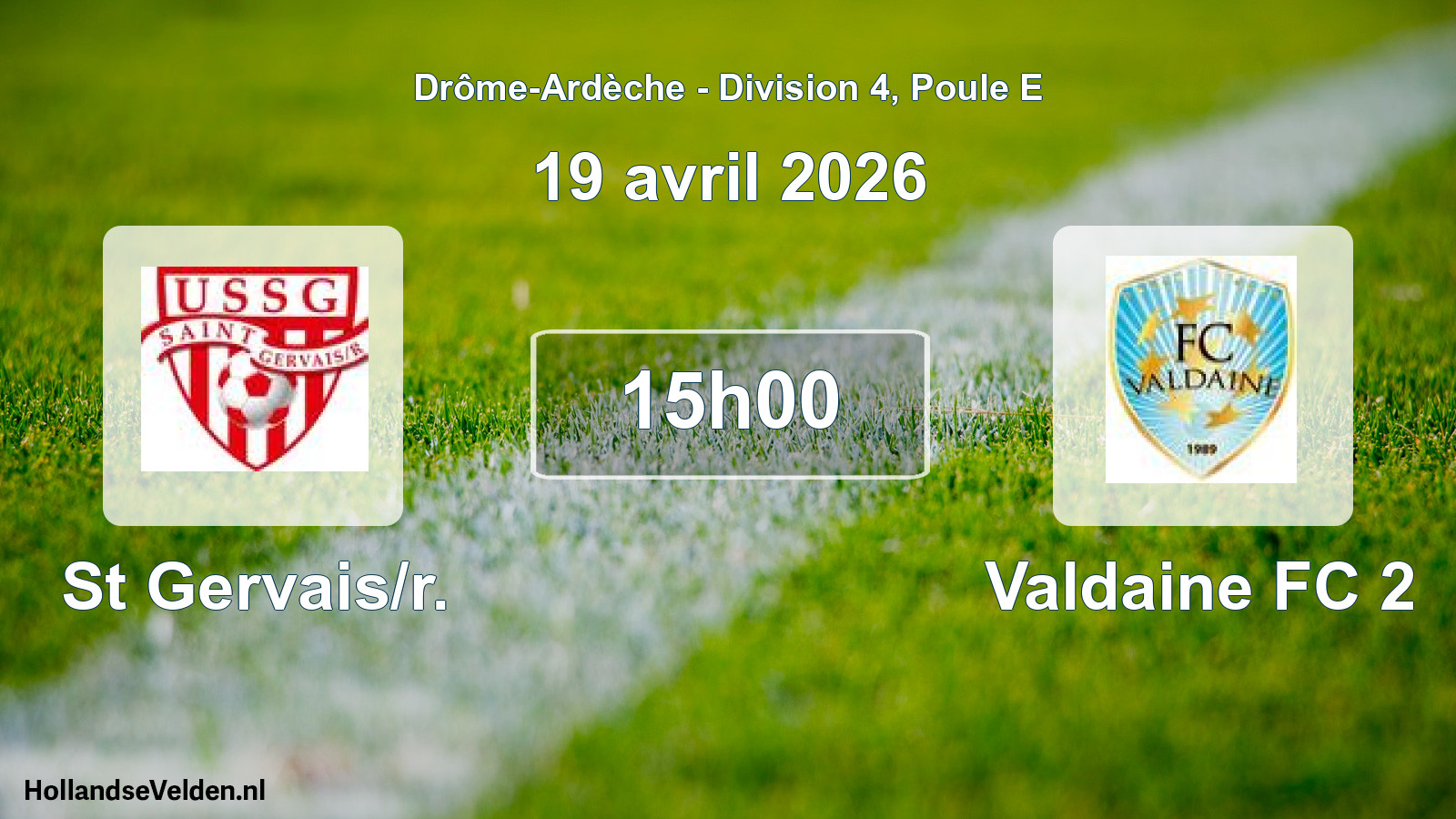 Geplande wedstrijd: St Gervais/r. - Valdaine FC 2 (19 april 2026)