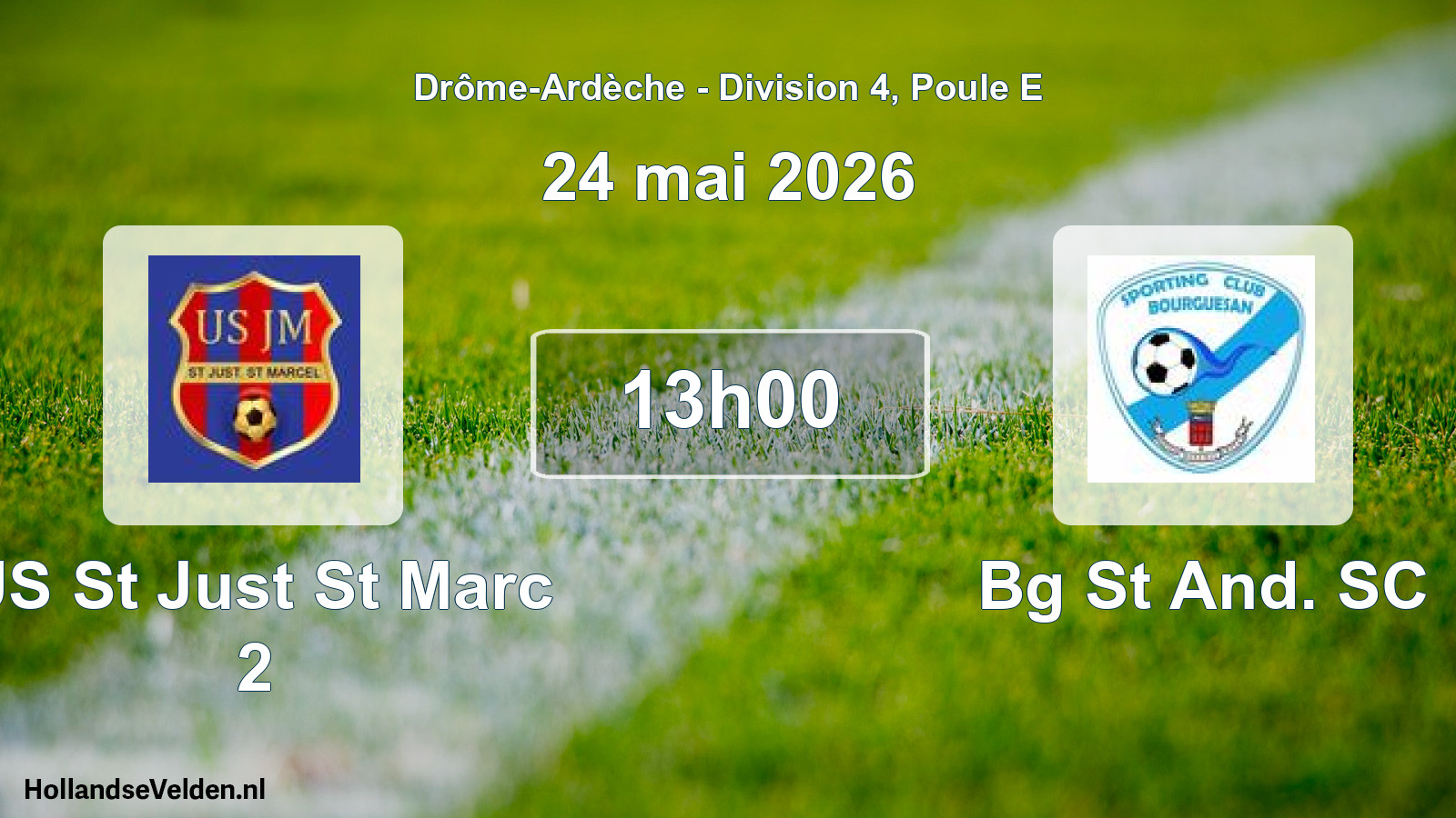 Geplande wedstrijd: US St Just St Marc 2 - Bg St And. SC (24 mei 2026)