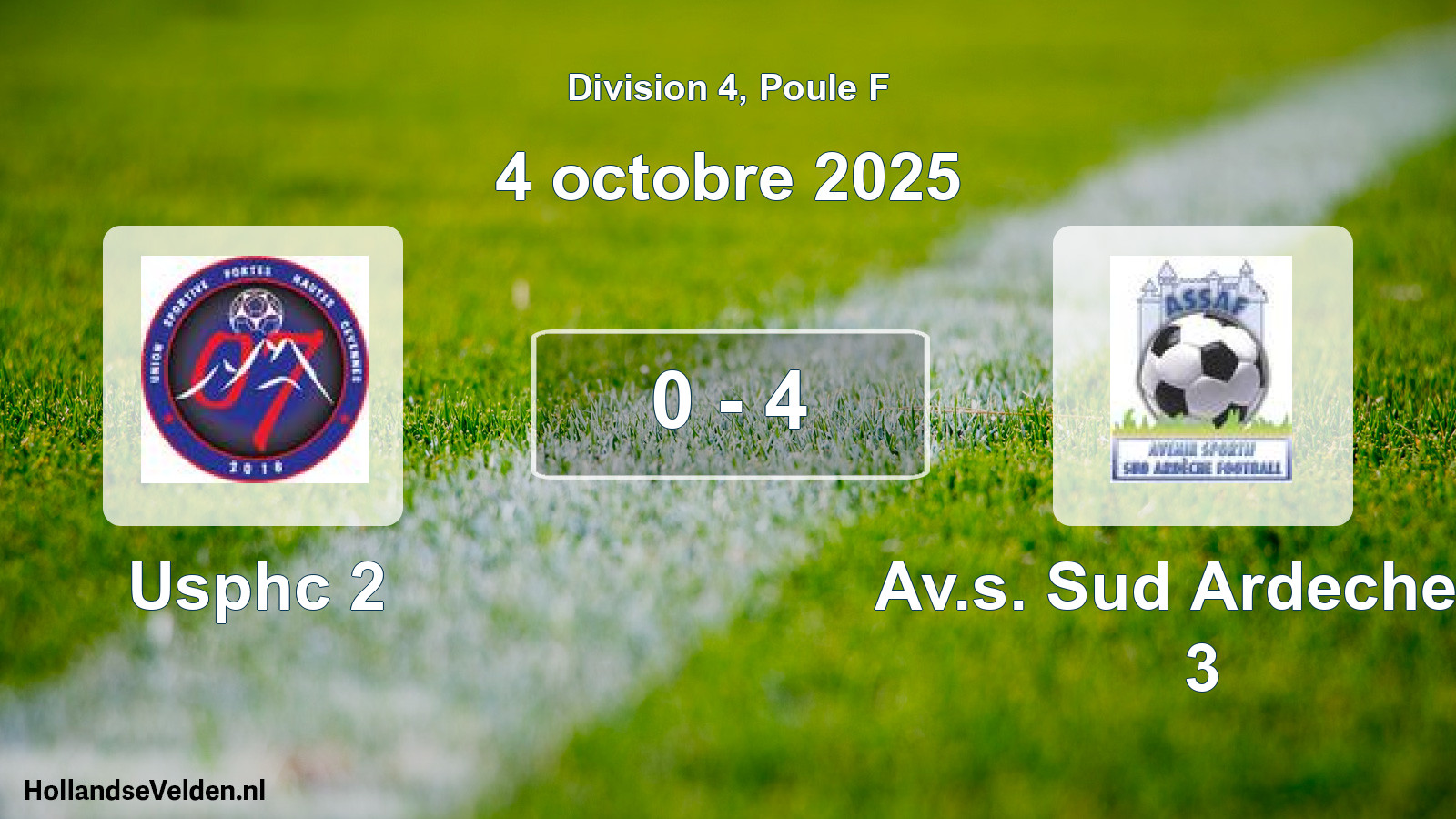 Match joué: Usphc 2 - Av.s. Sud Ardeche F. 3 0 - 4 (4 octobre 2025)
