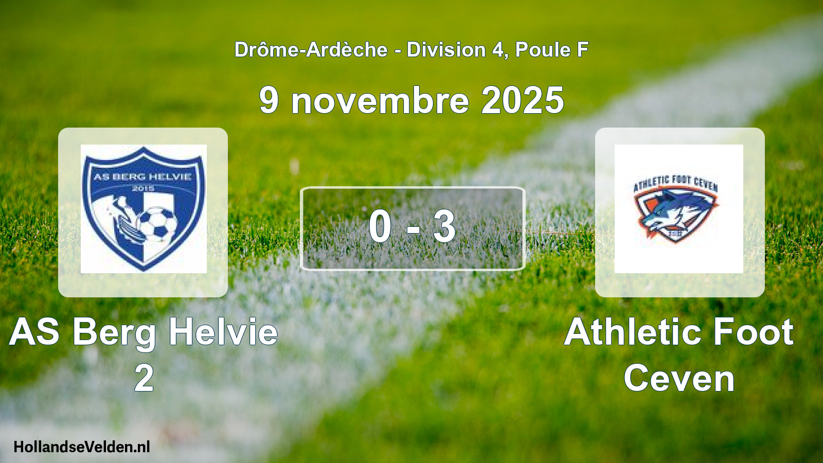 Gespeelde wedstrijd: AS Berg Helvie 2 - Athletic Foot Ceven 0 - 3 (9 november 2025)