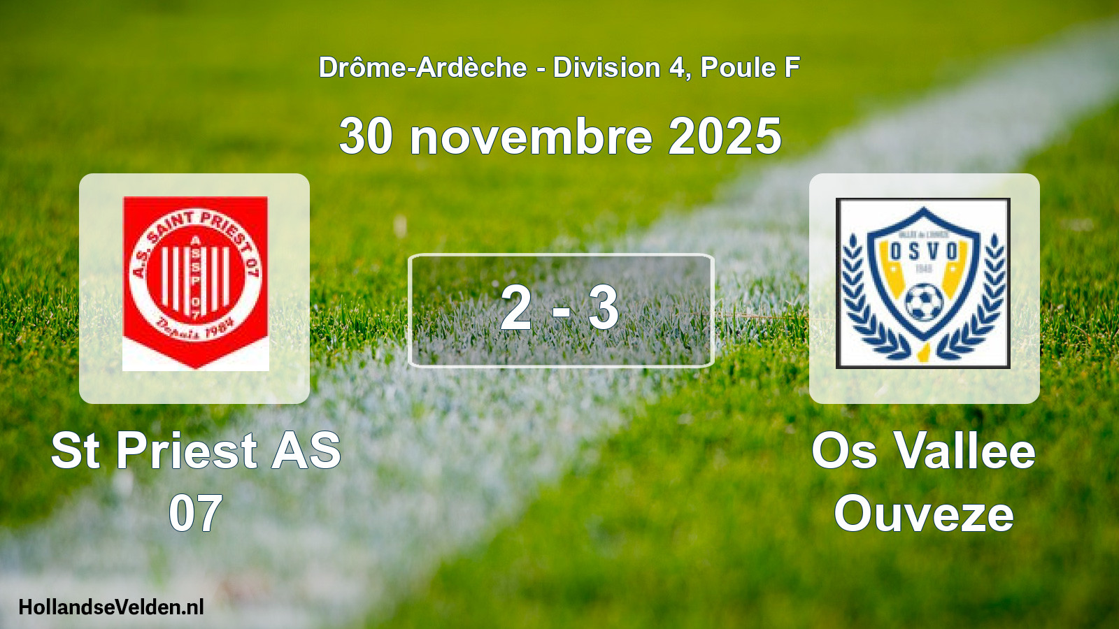 Gespeelde wedstrijd: St Priest AS 07 - Os Vallee Ouveze 2 - 3 (30 november 2025)