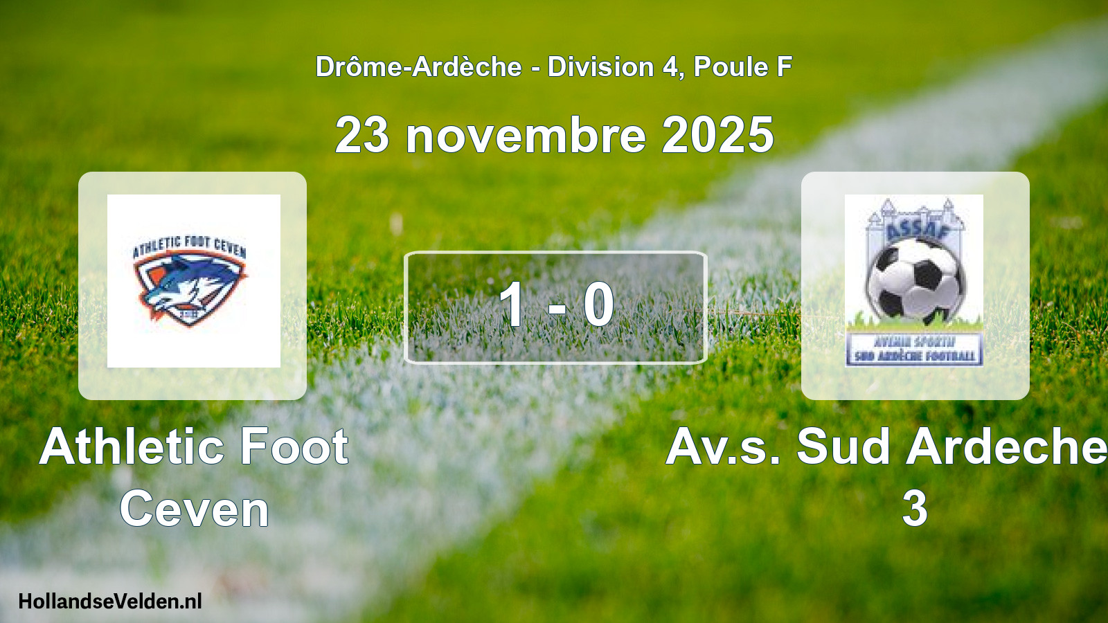 Gespeelde wedstrijd: Athletic Foot Ceven - Av.s. Sud Ardeche F. 3 1 - 0 (23 november 2025)