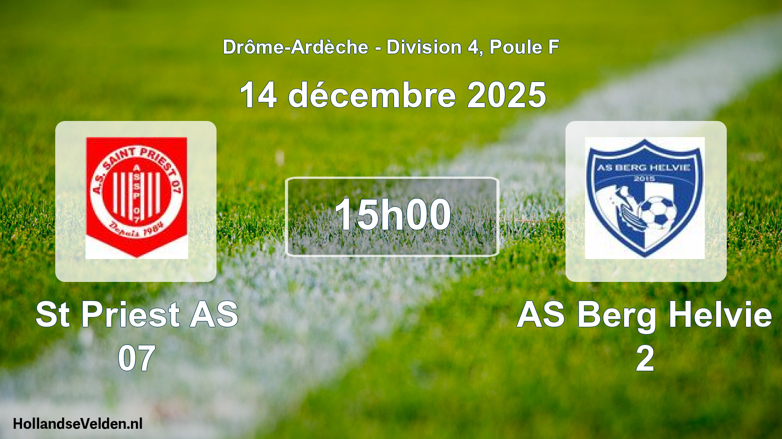 Geplande wedstrijd: St Priest AS 07 - AS Berg Helvie 2 (14 december 2025)