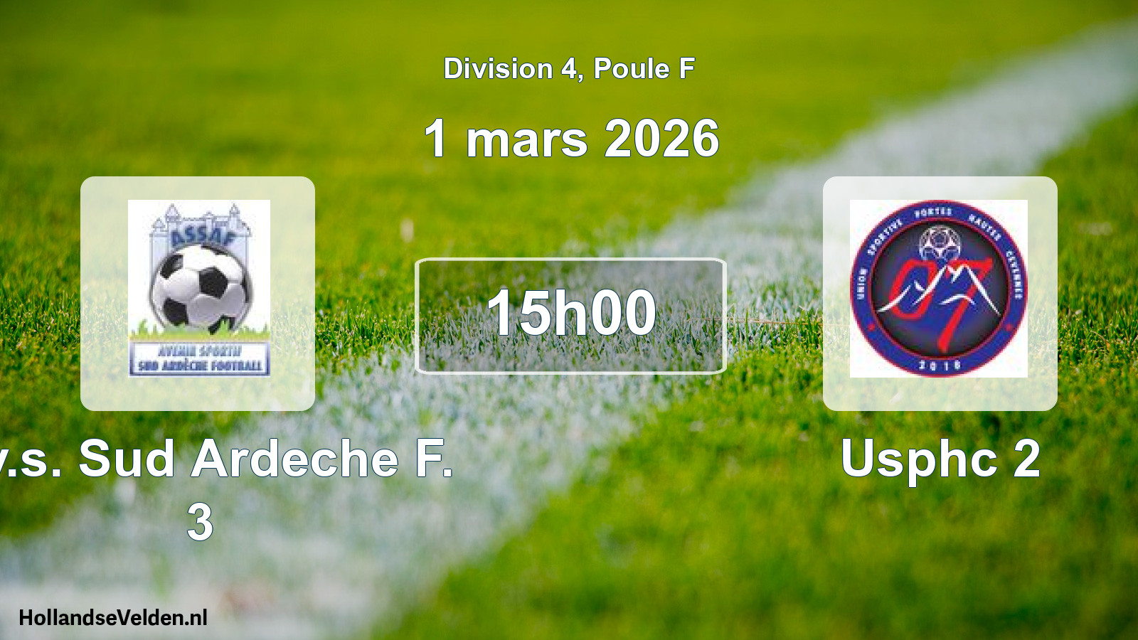 Scheduled Match: Av.s. Sud Ardeche F. 3 - Usphc 2 (1 March 2026)