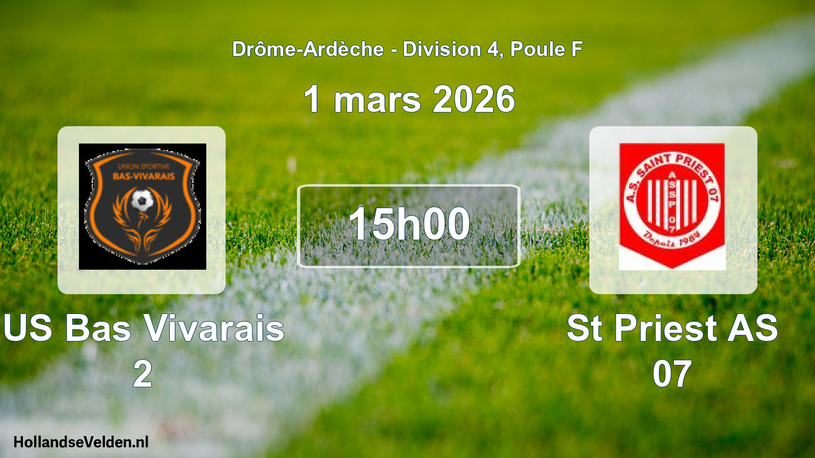 Match programmé: US Bas Vivarais 2 - St Priest AS 07 (1 mars 2026)