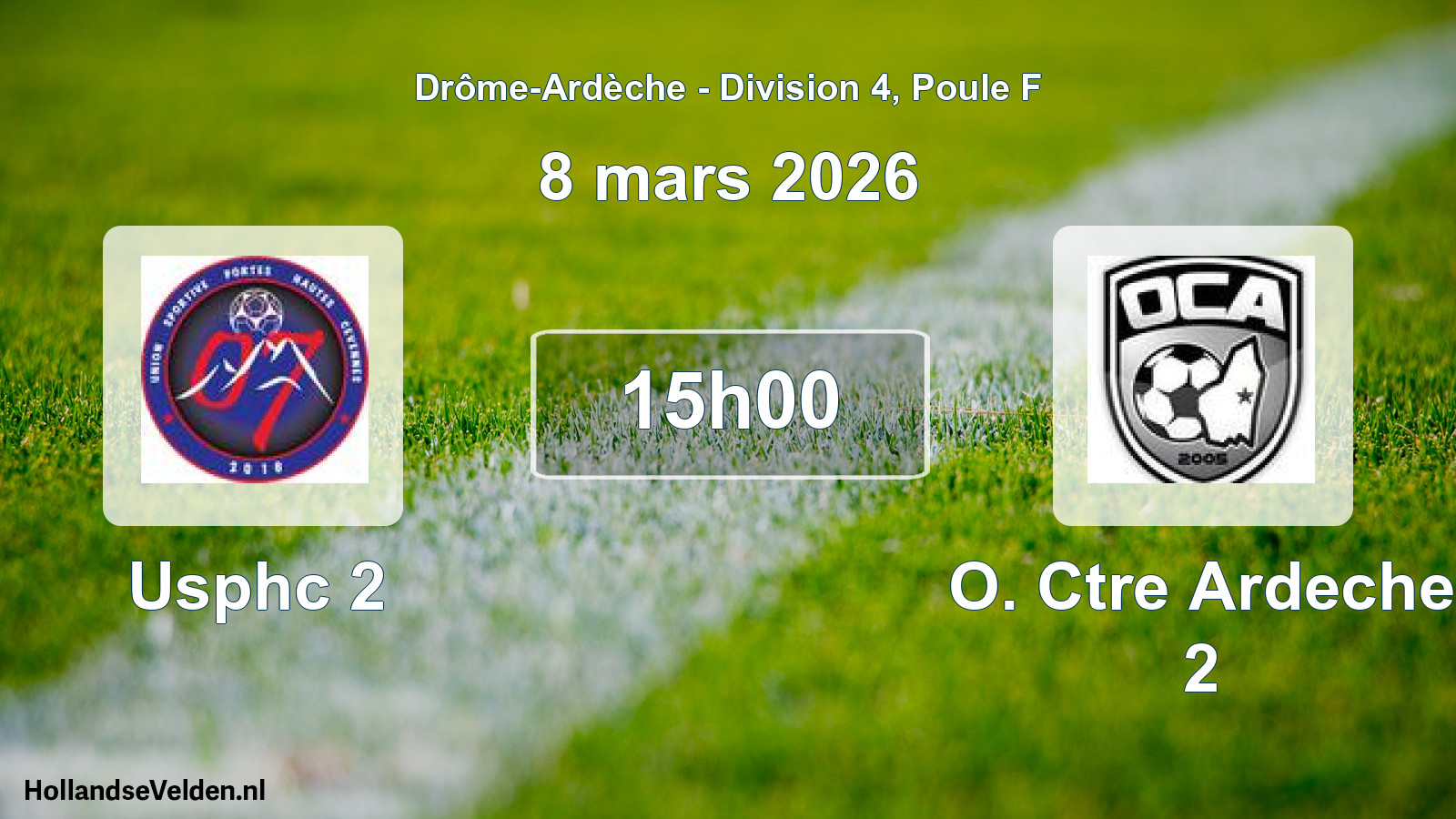 Match programmé: Usphc 2 - O. Ctre Ardeche 2 (8 mars 2026)