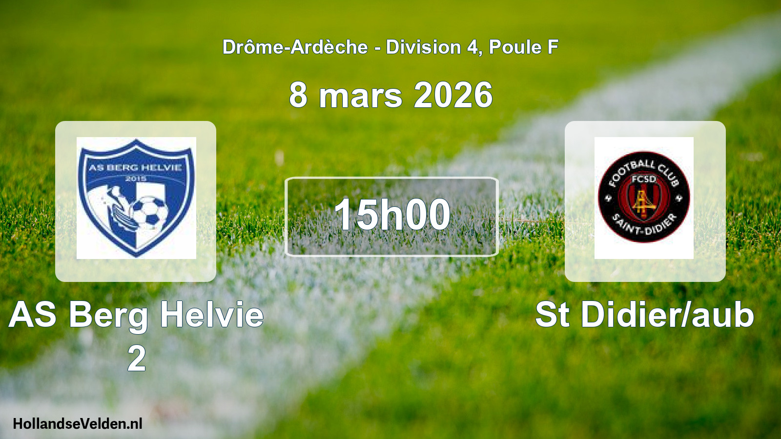 Match programmé: AS Berg Helvie 2 - St Didier/aub (8 mars 2026)
