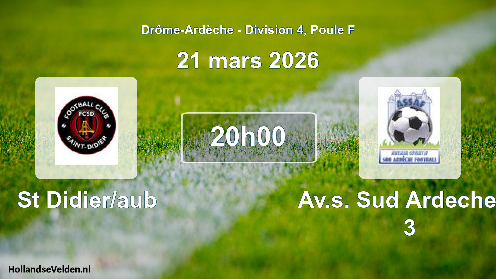 Geplande wedstrijd: St Didier/aub - Av.s. Sud Ardeche F. 3 (21 maart 2026)