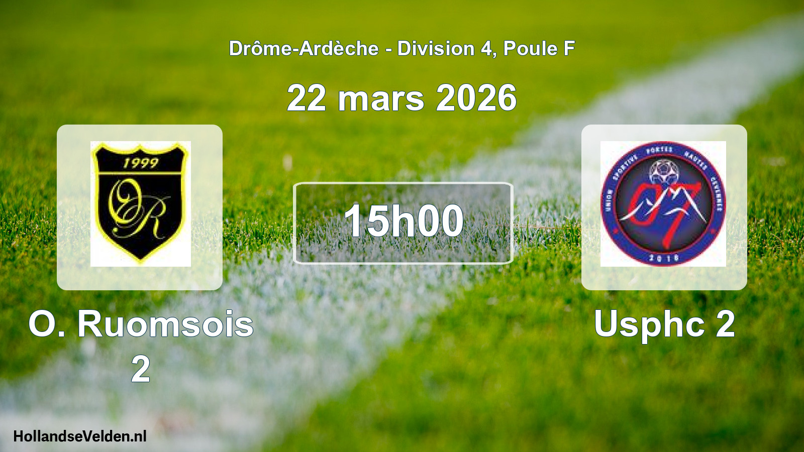 Geplande wedstrijd: O. Ruomsois 2 - Usphc 2 (22 maart 2026)