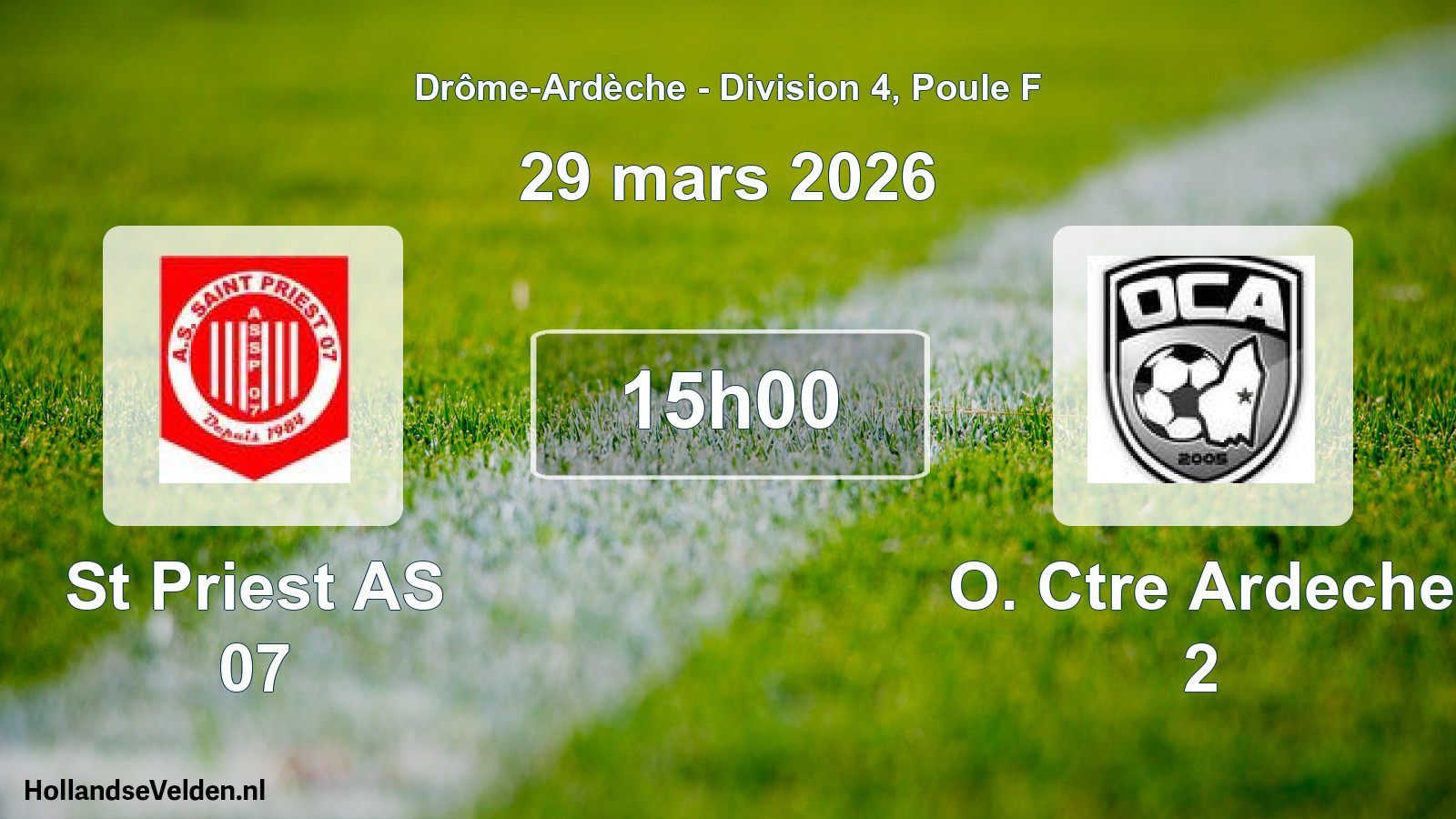 Geplande wedstrijd: St Priest AS 07 - O. Ctre Ardeche 2 (29 maart 2026)