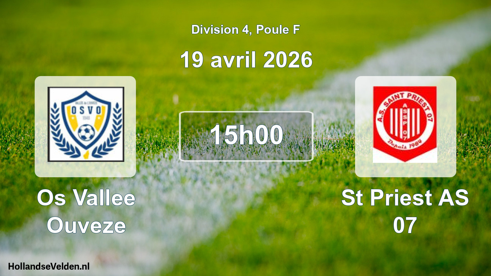 Match programmé: Os Vallee Ouveze - St Priest AS 07 (19 avril 2026)