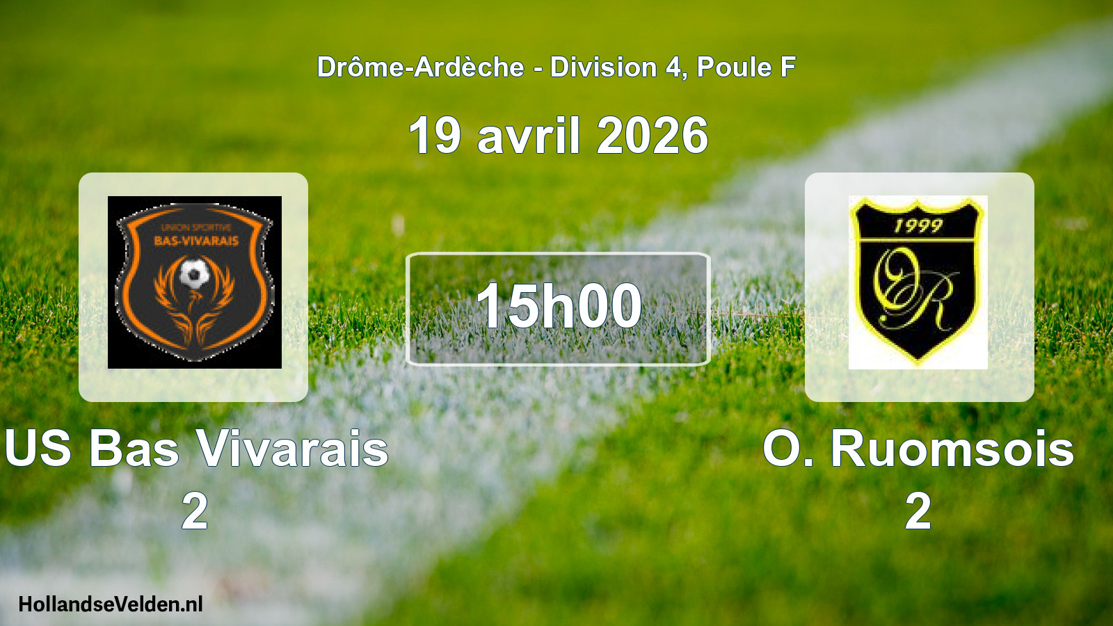 Geplande wedstrijd: US Bas Vivarais 2 - O. Ruomsois 2 (19 april 2026)